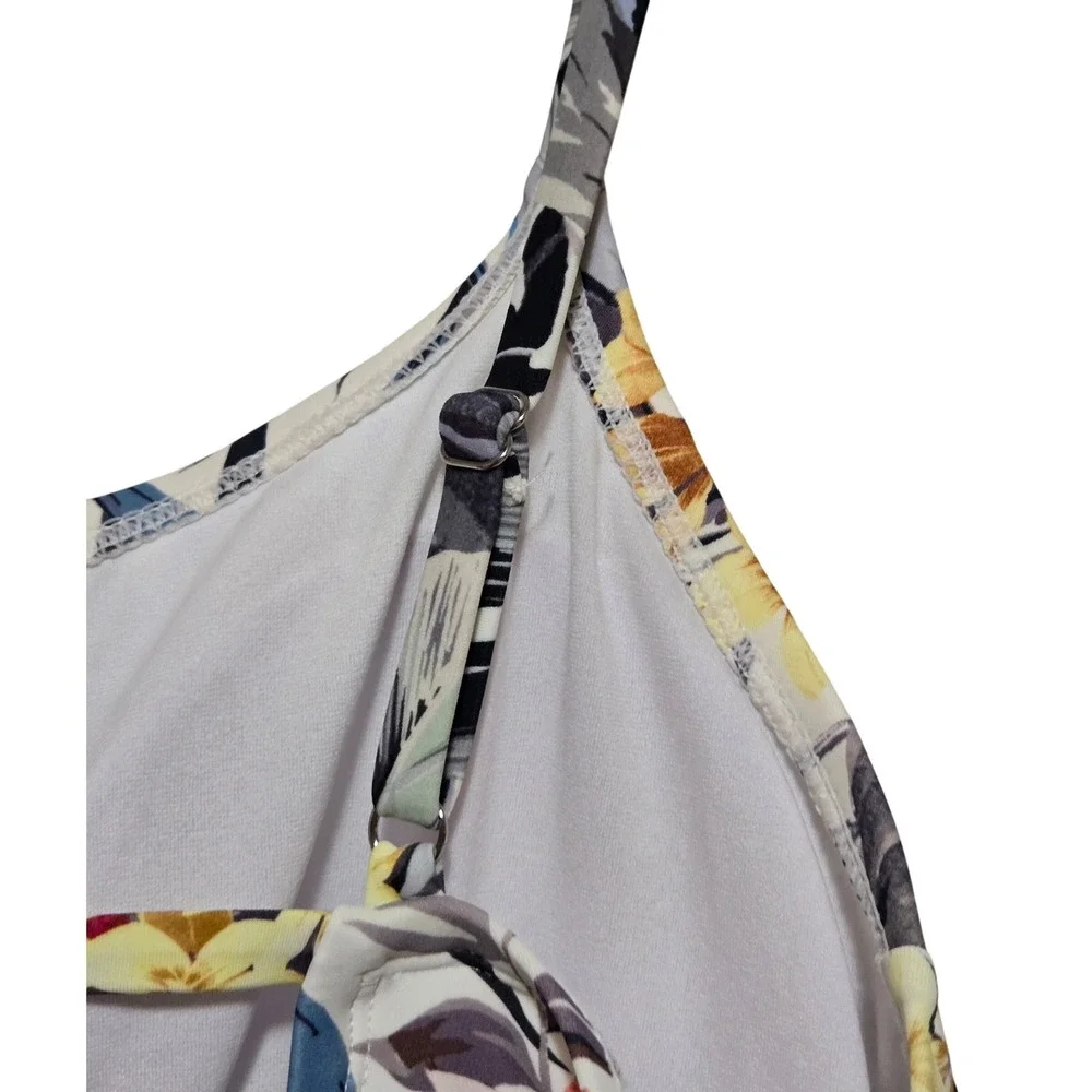 Hurley Women's Tropical Floral One‎ Piece Swimsuit Strappy Back White XXL